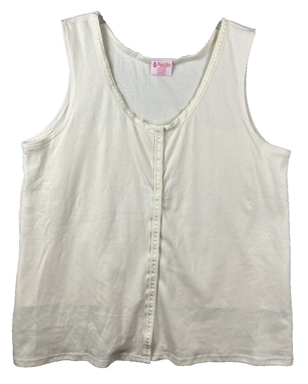 Breast Cancer Camisole Women 3XL Front Hook & Loop Closure Gentle Touch Cotton